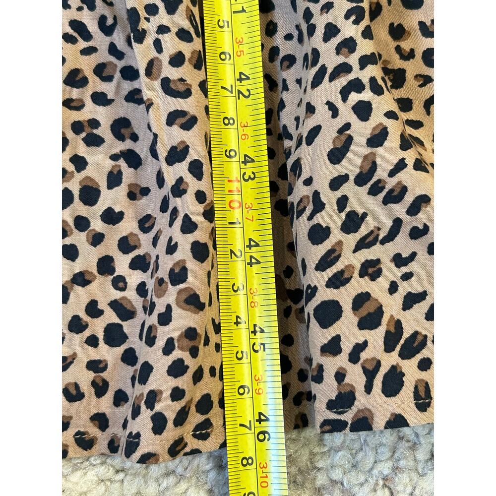 J. CREW Leopard Print Smocked Bodice Midi Dress XS Sleeveless Pockets - Picture 10 of 11